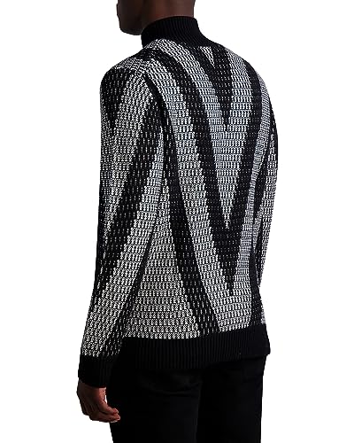 KARL LAGERFELD Men's Jacquard Half Zip Sweater3