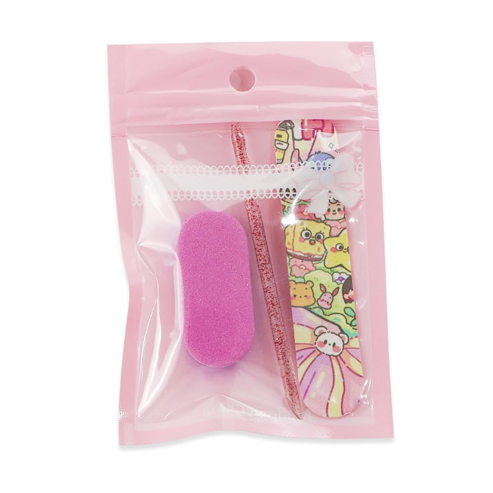 3pcs Set of Pink Nail Tools Including Nail Files Crystal Bars and Rectangle-Shaped Sponge Files Suitable for Art — view 2