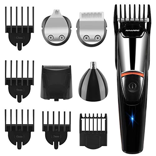 NAVANINO Cortapelos Hombre, Barbero Electrico Cortador Pelo,Cortadora de Pelo Recargable, Cortapelos Nariz y Orejas, Máquina de Afeitar, Recortadora Barba y Precisión Impermeable 5 en 1
