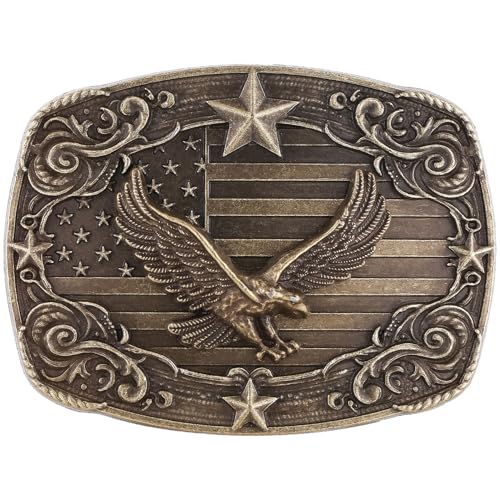 Western Belt Buckle for Men, Vintage Rodeo Texas American Flag Eagle Cowgirl Cowboy Belt Buckles for Women