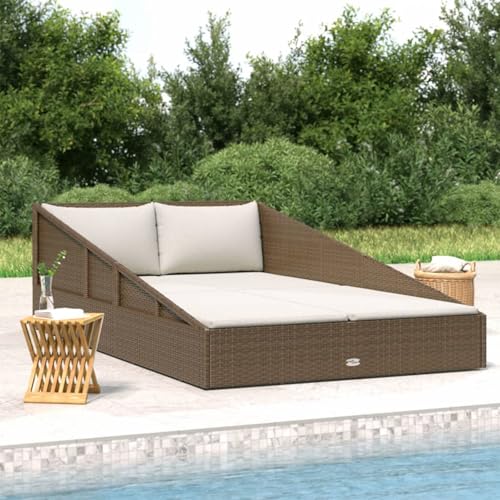 Brokky Gartenbett Braun 110x200 cm Poly Rattan Gartenliege Wetterfest...