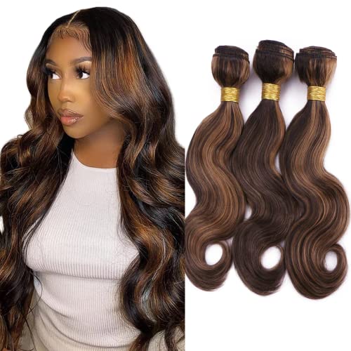 Ombre Bundles Human Hair Highlight Body Wave Bundles P4/30 Brown Human Hair Bundles 24 26 28 Inch Unprocessed Ombre Braz