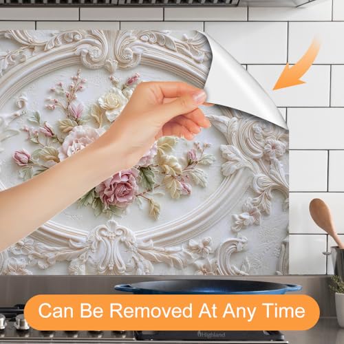 Image of Baroque Rose Kitchen Backsplash Peel and Stick, 35.4x23.6 in