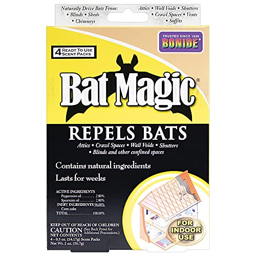 Bonide Bat Magic Bat Repellent, Pack of 4 Ready-to-Use Peppermint Oil Scent Packs for Long Lasting Indoor Bat Control #1