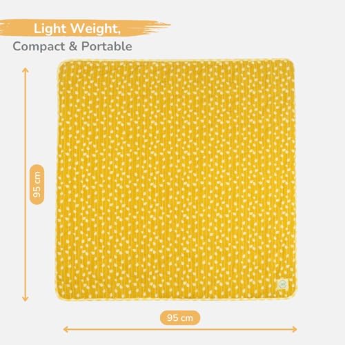 Image of TIDY SLEEP Waterproof Baby Messy Mat | Multipurpose Splash Mat for Under High Chair, Art & Craft, Feeding, Playtime | Anti-Slip, Easy Clean, Foldable | 95x95 cm | Golden Petals