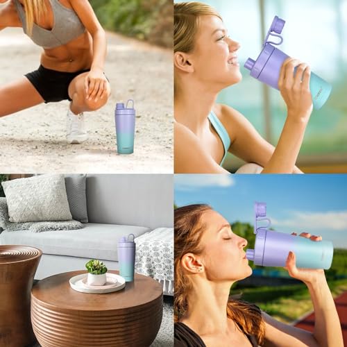 Image of TOOFEEL Insulated Protein Shaker Bottle - 20 oz Double Walled Vacuum Metal, Keeps Cold /Hot, BPA Free Leakproof