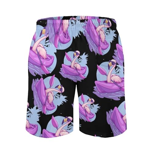 Flamingo Kayaking Mens Swim Trunks Quick Dry Board Shorts Beach Swimwear Bathing Suits3
