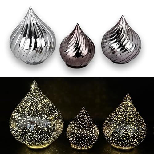 Online Fuchs 3er Set Glastropfen mit LED-Lichterkette, Funkeleffekt,...