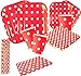 Set de Vajilla Desechables Platos,Vasos,Servilletas,Mantel, para Fiesta de Cumpleaños,para 20 Personas,Diseño Lunares,Color Rojo, Ideal para Niñas y Infantiles