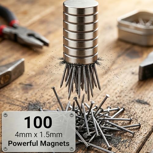 Image of 100 Pieces 4mm X 1.5 mm Round Disk N35 Whiteboard Magnets for Refrigerator, Fridge, Office Supplies, DIY Projects
