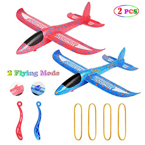 MIMIDOU 2 Pack Upgrade Slingshot Glider Plane, Dual Flight Mode Dual Play Ways