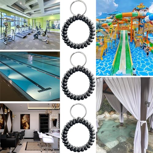 Image of TENOC Spiral Coil Keychain, Anti-lost Key Chain Holder Lanyard Cord for Sauna Outdoor Sports and Gym Pool