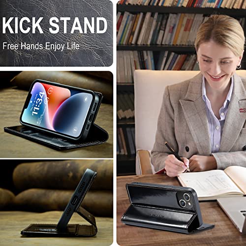 JDDLang iPhone 14 ケース 手帳型 iPhone 14 カバー 手帳 アイフォン 14 財布型 携帯スマホケース 14 レトロなビジネスタイプcase カード収納 スタンド機能 耐衝撃 全面保護 人気 上質 気質 ギフト 対応iPhone 14 6.1インチ,ブラック