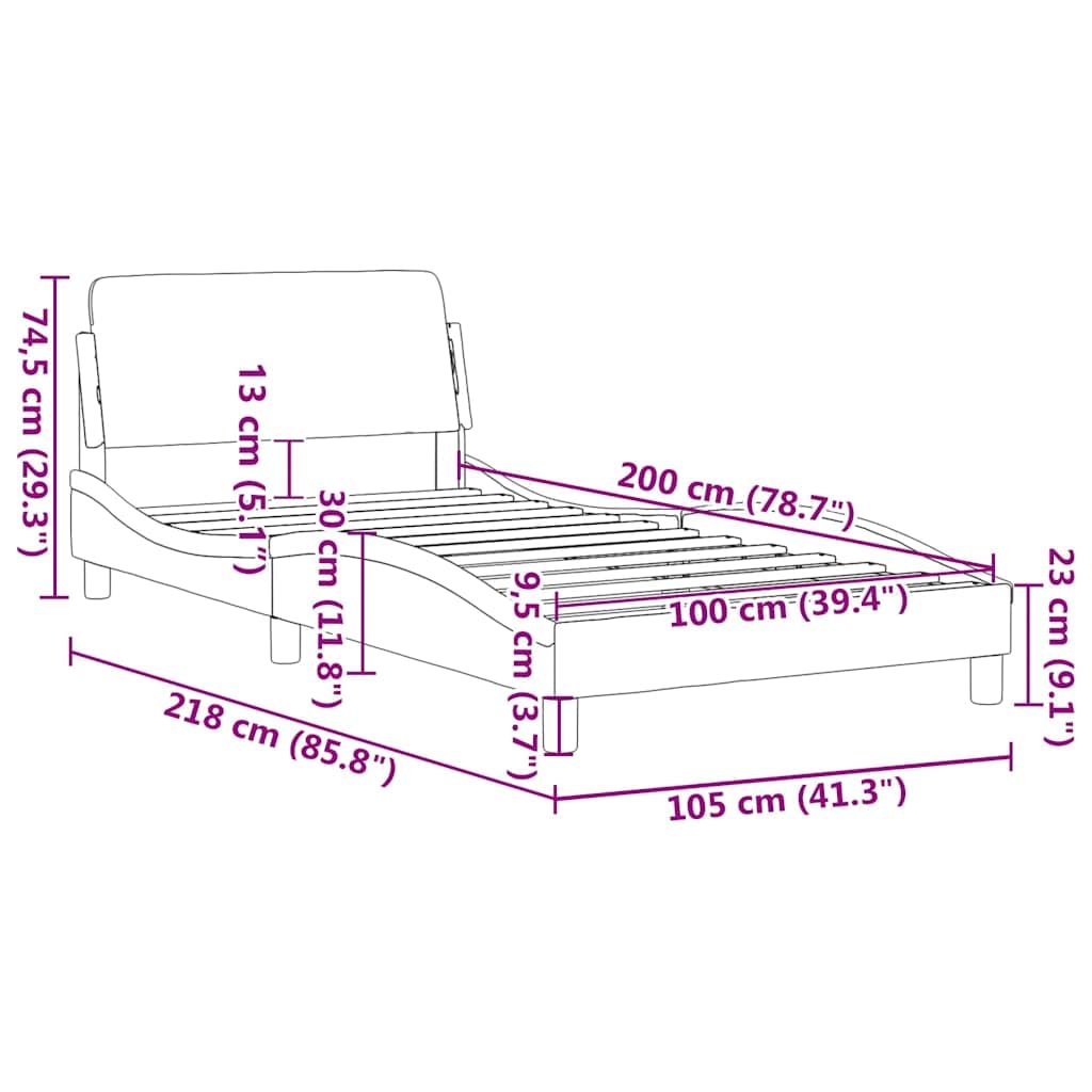 Dover Betten - Letto singolo 100 x 200 cm, colore blu, telaio in tessuto, testiera in metallo, rete a doghe, design moderno a onde per camera dei ragazzi, camera da letto, camera degli ospiti