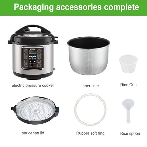 SPZTJK 12-in-1 Electric Pressure Cooker 6 Quart, LED Multifunction Steamer, 24-Hour Presetting Electric Rice Cooker, Pressure Cooker, Slow Cooker, Steamer, Warmer, Multicooker, 1000W, Stainless Steel SP-A27 の商品画像 8