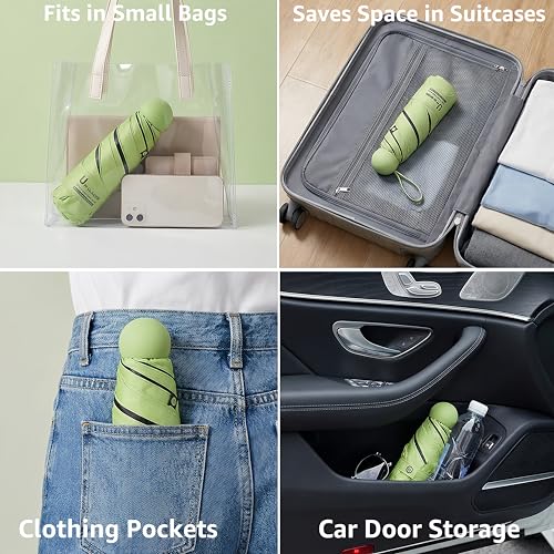 Image of BAODINI Travel Mini Umbrella for Purse with Case-Small Compact UV Umbrella Protection Sun-Lightweight Tiny Pocket Umbrella with Case for Women, Girls