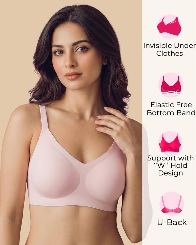 Image of Tweens Polyamide Padded Bonded Bra for Women | Full Coverage Wire-Free Bra | Lightly Padded Seamless Comfort | Soft Polyamide Fabric | Elastic-Free Bottom Band & Side Wings | Pack of 1|
