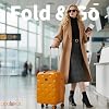 Lightweight Foldable Carry on Luggage with 360 Silent Wheels, Expandable Yellow Suitcase, Secure Lock, Space Saving Travel Bag L