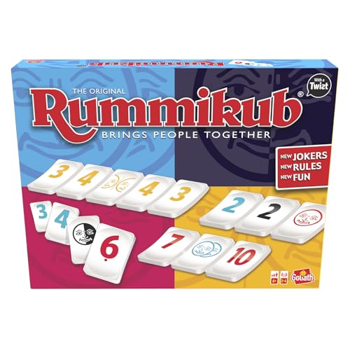 Goliath RUMMIKUB Twist - Juego de Mesa con Números y Letras - Para Ninos A Partir de 7 Años - 2 a 4 Jugadores - Estrategia Familiar - Juego para Viajes y Vacaciones - Diversión y Desafío Mental