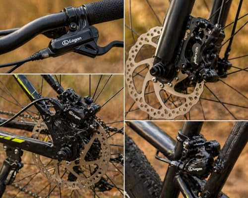 Image of RIDERBOY Logan Hydraulic Brake Set for Cycle - Bicycle Brake Set for Front and Rear Wheel | Liver and Brake Set with Disc Plates for Bike | MTB Bike Hydraulic Disc Brake Set