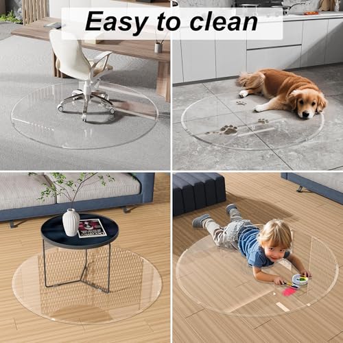 Image of MESAILUP Beveled Edge 48 inch Round Chair Mat for Carpet or Hardwood Floor Crystal Clear, 48 inch x 48 inch for a Smooth Glide and Easy Roll On /Off, Heavy Duty and Non-Slip Floor Ultimate Clear Chair Mat