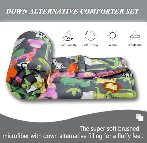 Image of FRESH FROM LOOM Summer Collection Kids Microfiber Double Bed Blanket |Cartoon Printed Dohar |Soft Kids Boy & Girls Comforter | Summer Blanket for Children (90x100 inch| King Size | Animal Black) |TC - 144
