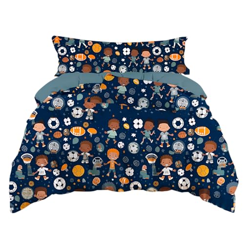 various Juego de Funda Nórdica Infantil para Cama 90cm de 3 Piezas   Funda Nórdica 150x220cm, 1 Funda de Almohada 45x110cm y Bajera Ajustable 90x190, Poliéster Suave y Transpirable (Futbool)