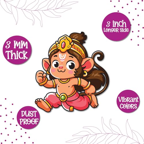 Image of Bhai Please Hanuman Wooden Fridge Magnet (Pack of 1) |Hindu God, Spiritual, Divine, Devotional, Housewarming Gift and Decorations