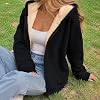 Chaqueta de forro polar con cremallera para mujer, con capucha, abrigada, con bolsillos 4