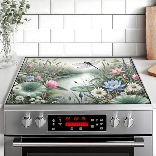 Image of Stove Top Cover for Home Decoration Kitchen Pad Washable Cooktop Covers Countertop Stove Protector Mat for Home Kitchen Cooktops (dragonfly, 28 inchx20 inch)