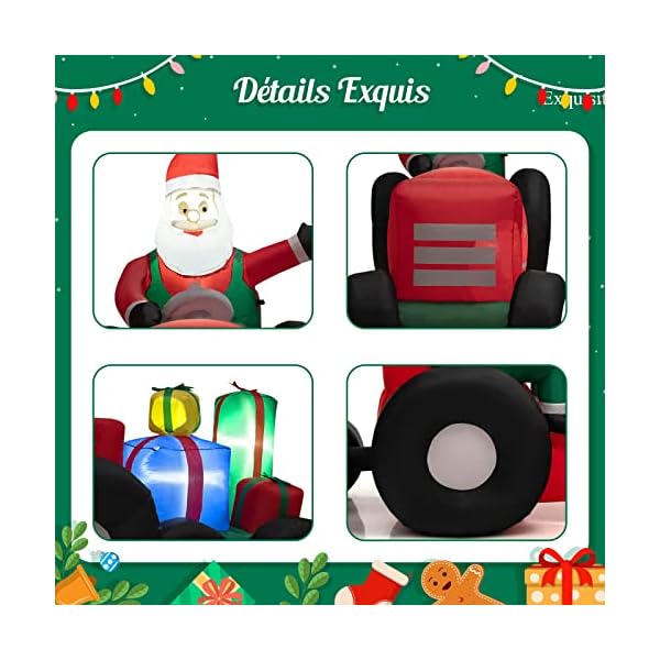 GOPLUS Camion Gonflable de Noël de 270 cm de Long avec Père Noël et Cadeaux, Décoration Noel Extérieur Eclairée, Père Noël Gonflable conduisant Camion transportant des Cadeaux 510I87M5XVL. SS600