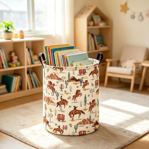 Image of Western Cowboy Fabric Storage Bin,Nursery Organizer Basket