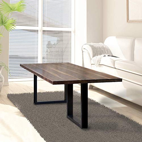 Image of JGS Sheesham Wood and Iron Study Table for Living Room (Dark Walnut & Black Finish)