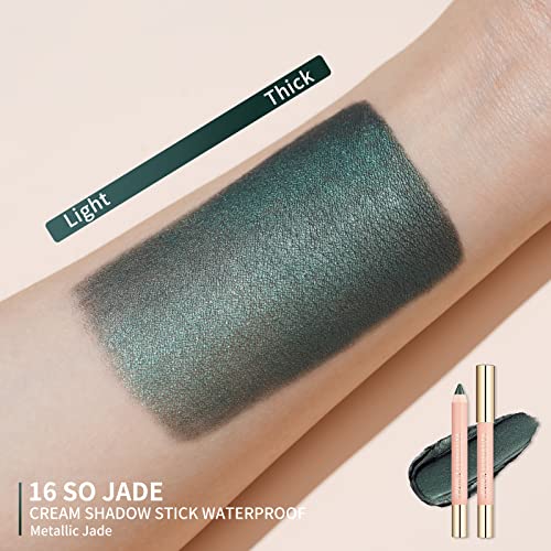 Oulac Dark Green Eyeshadow Pencil - Shimmer Eye Shadow Crayon for Eyeliner, Waterproof & Longlasting Smokey Eye Makeup, Vegan & Cruelty-Free 3.8g, (16) So Jade - Image 4