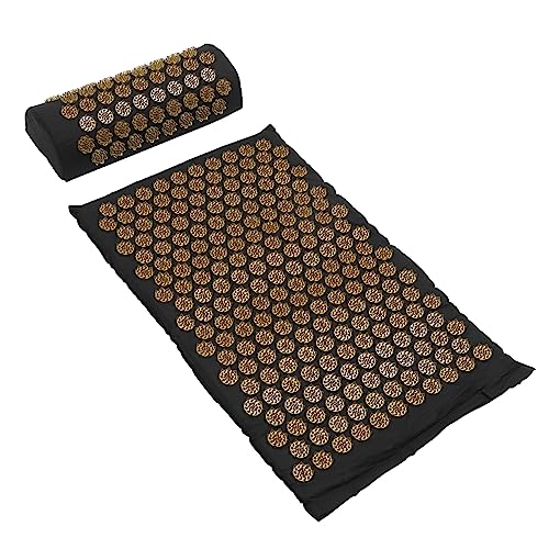 Tapis d'acupression de sol Healvian noir et oreiller de massage pour la relaxation à la maison