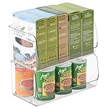mDesign Stacking Organizer Bins for Kitchen, Pantry, Office, Bathroom - Pack of 2, Wide Medium, Clear