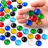 ARSUK Bunte Glassteine Deko – 70–80 Stück (ca. 455 g) Glasnuggets 17–20 mm | Runde Muggelsteine in Mischfarben für Vase, Aquarium, Basteln, Tischdeko & DIY | Glänzende Dekosteine aus Glas