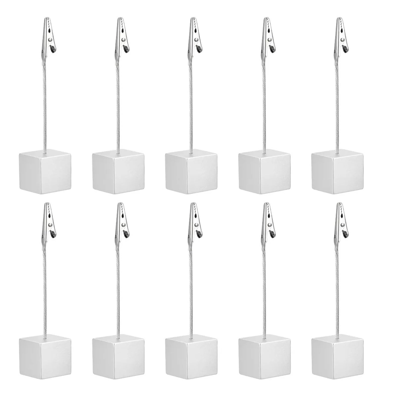 Lot de 10 porte-mémos avec base cubique stable en résine et métal de qualité supérieure pour bureau, gestion de documents à domicile, pour tables, magasins, étiquettes, bureau, fête de mariage