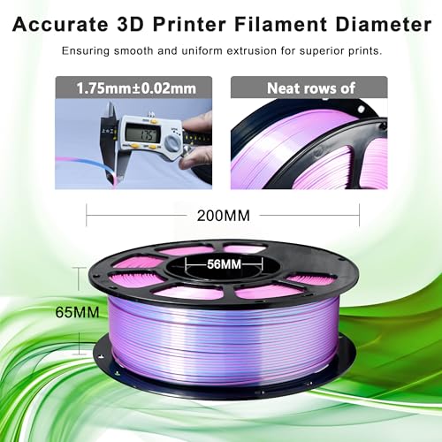 Image of iBOSS 3D Printer Filament, Silk PLA+ Filament 1.75mm Dual Color Filament, Shiny Silk PLA Plus Coextruded Filament, 1 kg /Spool 3D Printing Filament for 3D Printers(Silk Pink Blue)