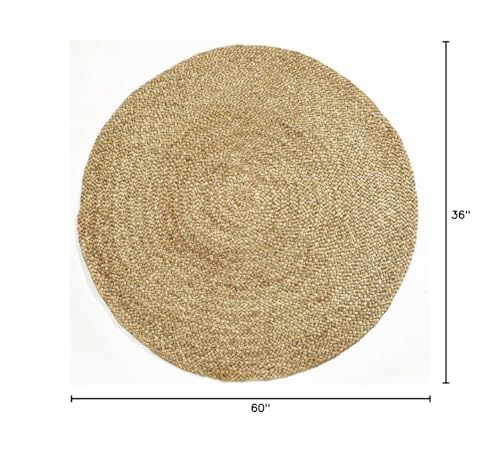 Fab Habitat Essentials Braided Area Rug - Natural - Handwoven, Natural Fiber, Soft Underfoot - Natural Jute - Bedroom, Living Room, Dining Room - 5ft Round