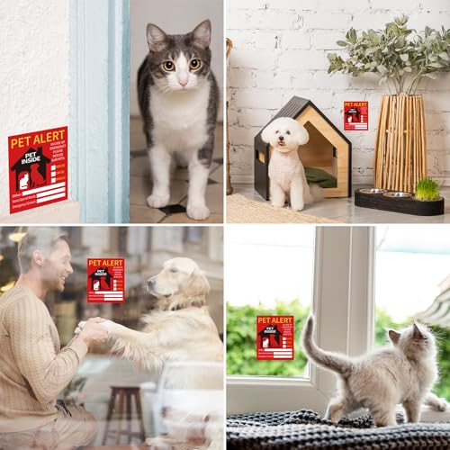 Image of 2 PCS Pet Alert Sticker for House，UV Resistant Self Adhesive Vinyl in Case of Fire Pet Stickers Waterproof Fade-Resistant Pets Inside Window Emergency Sticker