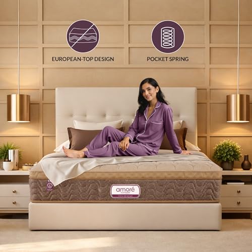 Image of AMORE Medico 8-Inches Plush Quilted Eurotop Pocket Spring Mattress|80x72x8 King Size|Medium Soft|7-Zone Motion Isolation|CertiPUR-US Certified HR Foam|CertiGuard Technology