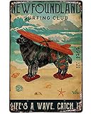 Surfing Club Newfoundland - Letrero de metal retro para decoración de pared, 328 cm