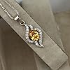 natural yellow sapphire 12x10 mm oval faceted orange pendant 925 sterling silver abstract leaf wave necklace with 18 inch cable chain healing energy spiritual jewelry|silver plated|WW_GMP_0447 #1