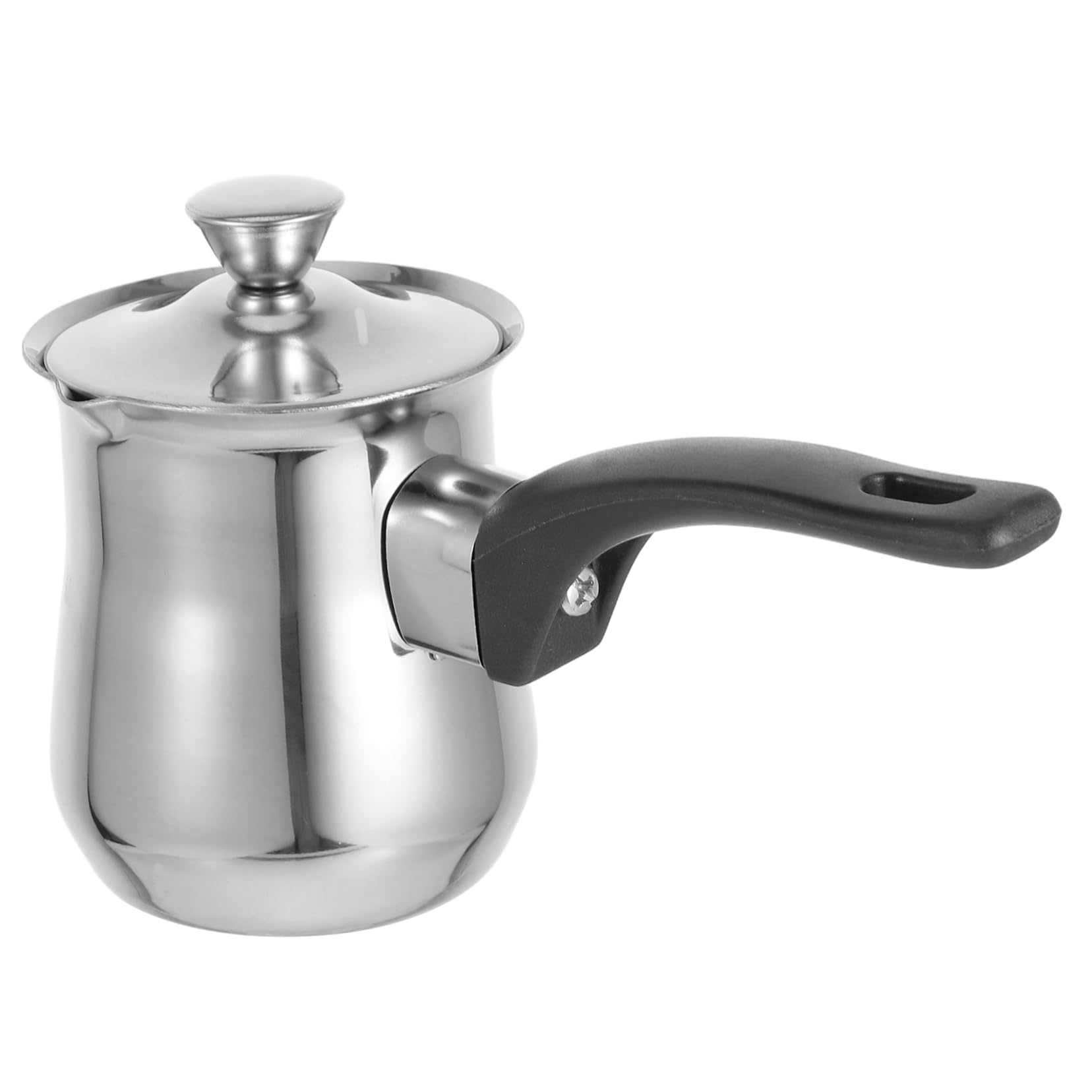 Cafetera Turca 180ml para Derretir Mantequilla y Calentar Leche de Acero Inoxidable con Tapa y Asa Adecuado para Uso en Casa