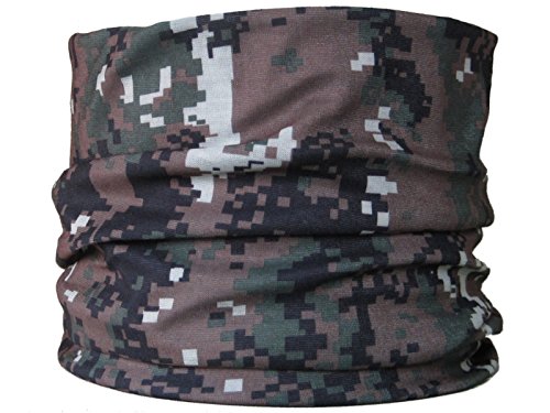 Braga para el cuello, pañuelo de microfibra multifunción, diseño de oscura de camuflaje verde del pixel
