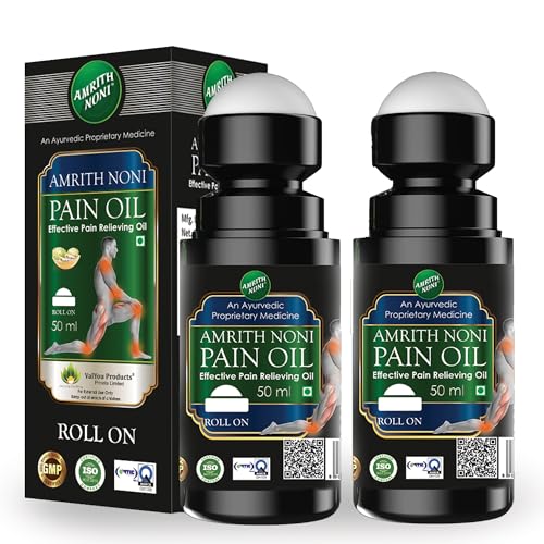 Image of Amrith Noni Pain RollOn 50ml | Ayurvedic pain Relief Rollon for low Back pain, Joint pain, Knee pain, Body Pain, Ankle pain, Muscle pain, Neck Pain, shoulder Pain, Elbow Pain - Pack of 2