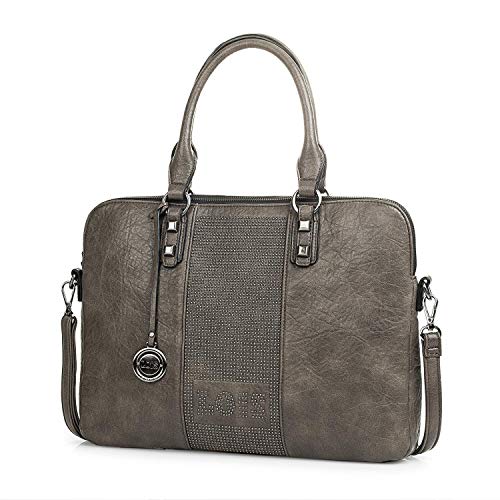 Preisvergleich Produktbild Lois - Messenger Bag, Dokumentenhalter 15"Abnehmbarer und Verstellbarer Schultergurt, Doppelgriff, Reißverschluss, Aktentasche. Arbeitstasche. Kunstleder 94737, Color Taupe
