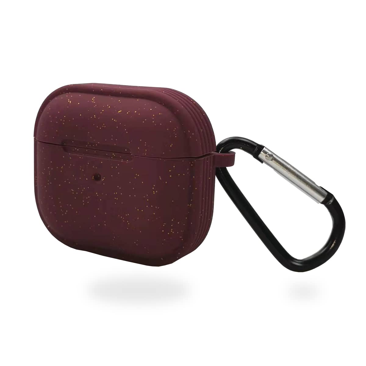 QINGTECH Premium Silicone Case Compatible for AirPods 3 Generation 2021, Cute Glitter Color AirPods 3 Case Cover with Keychain. (Winered)