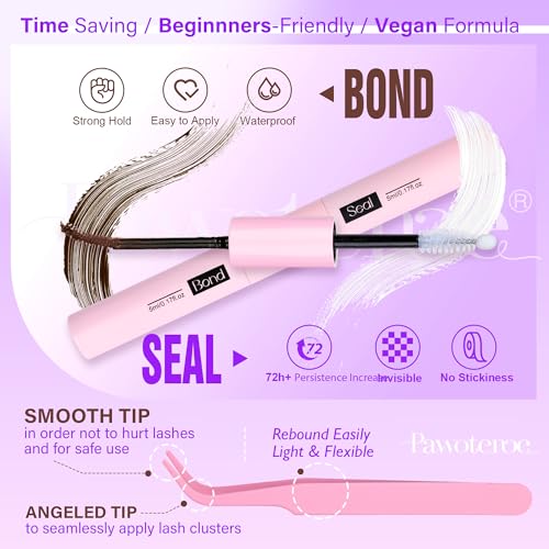 Image of Pawotence Lash Extension Kit DIY 280pcs Brown Lash Clusters Eyelash Extension Kit 30D 40D 9-16mm Individual Lashes Kit with Lash Bond and Seal Lash Tweezers for Self Use (Brown 30D 40D, 9-16mm, Kit)